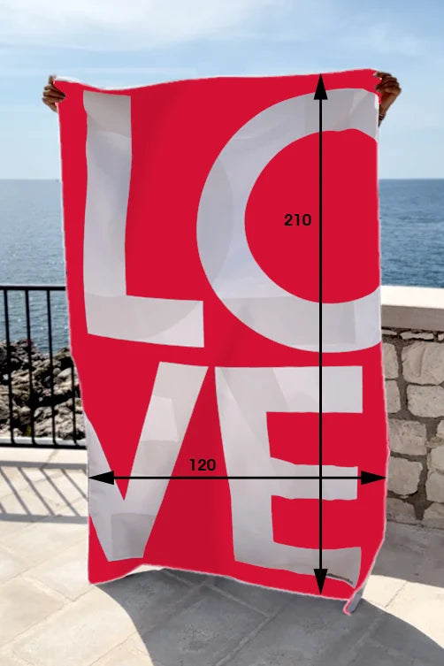 LOVE print microvezel handdoek dubbelzijdig bedrukt