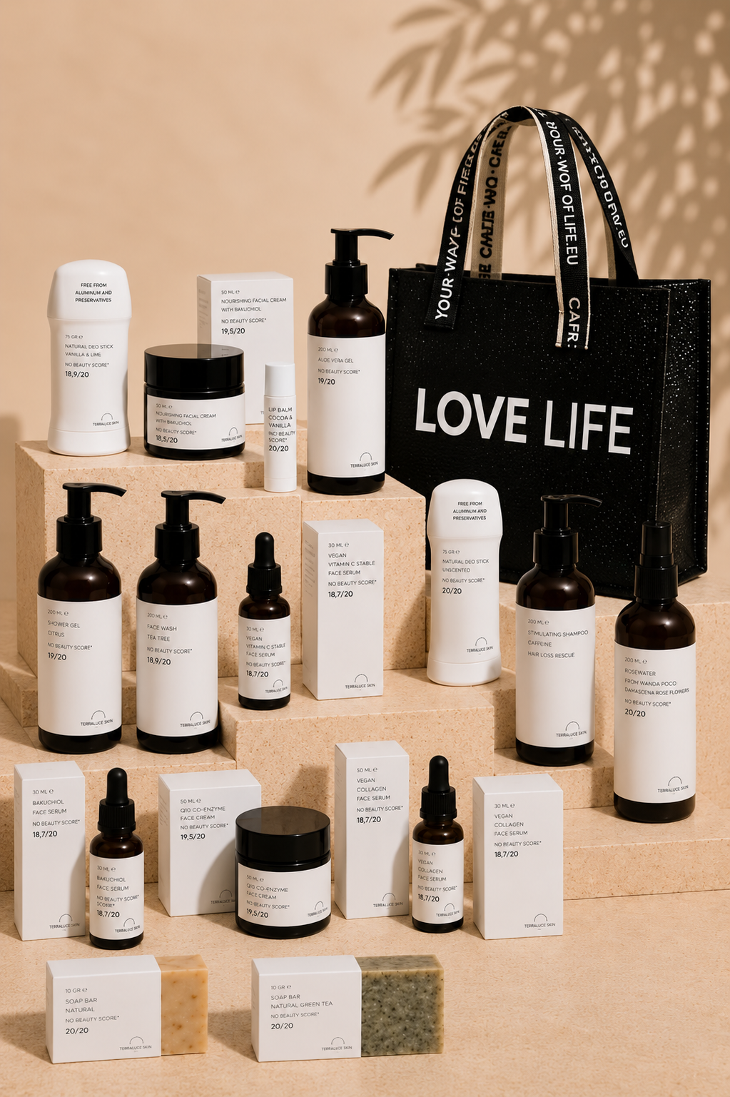 Luxe cadeau met natuurlijke skin- en haircare producten met tasje